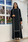 طقم فستان طويل وعباية مزينة بالحجارة 3657