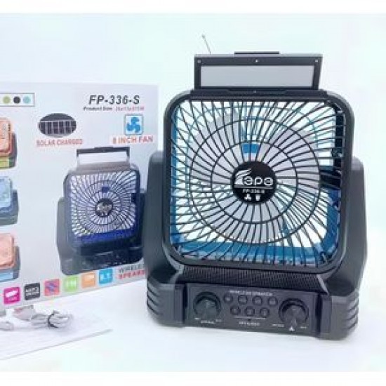 مروحة شحن مع راديو وسماعة تعمل بالطاقة الشمسية