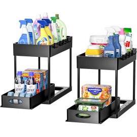 رف تخزين للمطبخ قابل للسحب مكون من طبقتين مع علاقات