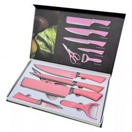 طقم سكاكين باللون الزهري مكون من 6 قطع طقم سكاكين باللون الزهري مكون من 6 قطع