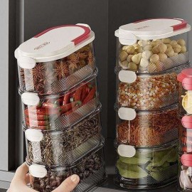 علب تخزين التوابل مكونة من 4 طبقات  علب تخزين التوابل مكونة من 4 طبقات