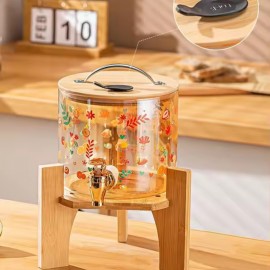 وعاء عصائر سعة 3 لتر بتصميم عصري مع قاعدة خشبية 