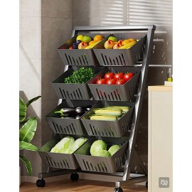 سلة خضار متنقلة تحتوي على 8 سلات بلاستيكية قابلة للإزالة