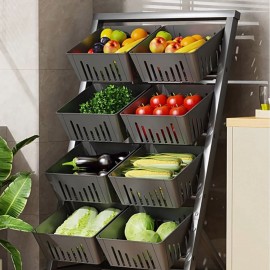 سلة خضار متنقلة تحتوي على 8 سلات بلاستيكية قابلة للإزالة