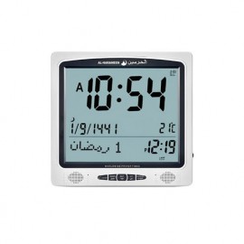 ساعة الحرمين للحائط و الطاولة للآذان والتقويم بلغتين