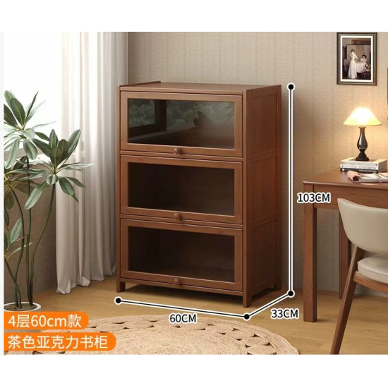 خزانة احذية مكون من 3 دفات سحاب مصنوعه من خشب البامبو الطبيعي ih-16