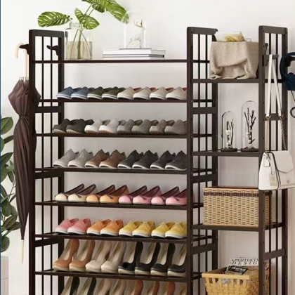 ارفف احذية مصنوعه من الخشب الطبيعي مع علاقات جانبية ih-20