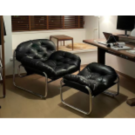 كرسي استرخاء فاخر جدا باللون الأسود مع مسند للاقدام cd-83