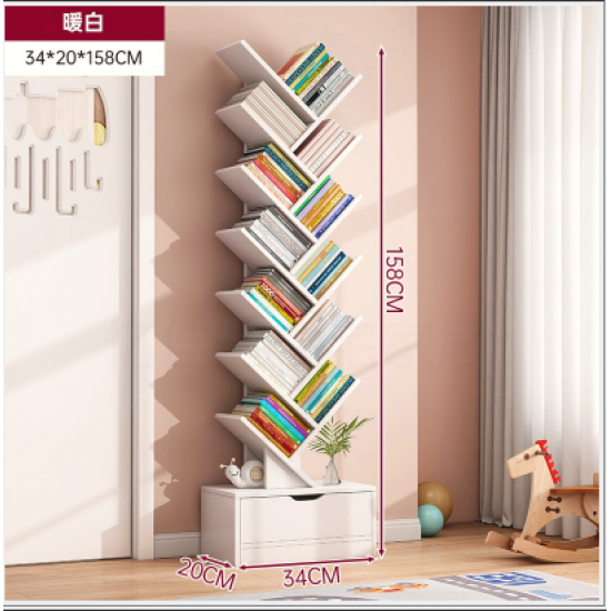 مكتبة على شكل شجرة باللون الأبيض بالحجم الكبير ab-155