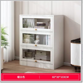 خزانة متعددة الاستخدامات باللون الأبيض وابواب سحاب ha-34