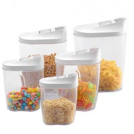 طقم علب لتنظيم وحفظ الحبوب والبقوليات مكون من 5 قطع  طقم علب لتنظيم وحفظ الحبوب والبقوليات مكون من 5 قطع