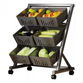 سلة خضار متنقلة تحتوي على 6 سلات بلاستيكية قابلة للإزالة
