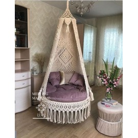 مرجوحه فاخرة معلقة باللون الابيض مع فرش بارتفاع 180 سم za-4