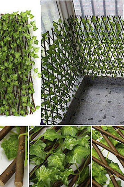 شبك جدران قابل للتمدد على شكل أوراق شجر خضراء