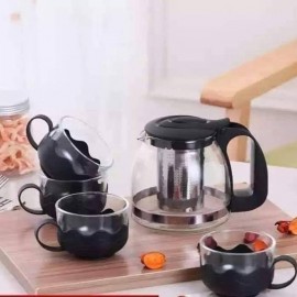 ابريق للاعشاب زجاجي مع اربع فناجين ابريق للاعشاب زجاجي مع اربع فناجين