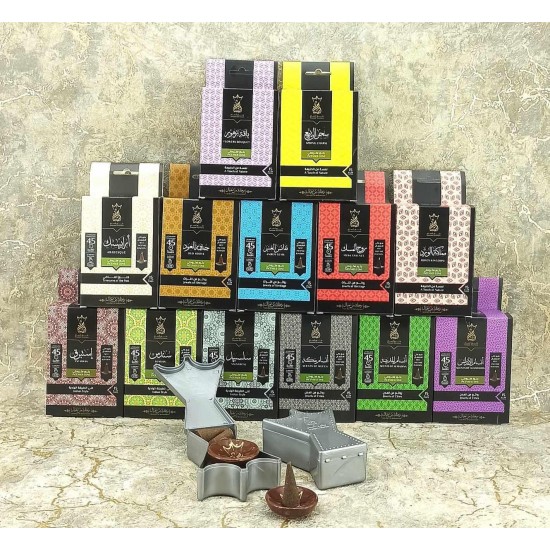 بخور بروائح مميزة يحتوي على 15 قطعة مع مبخرة سيراميك هدية