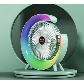 مروحة صغيرة محمولة مع اضاءة ملونه تعمل عن طريق الشحن