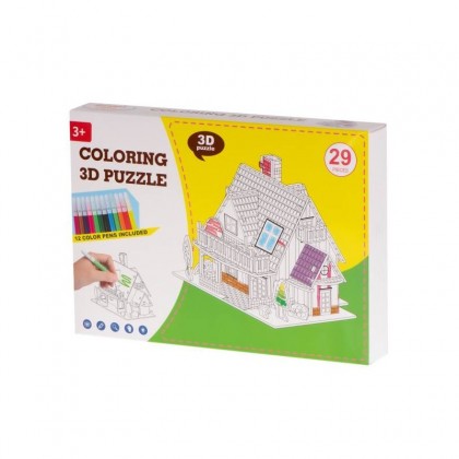 بزل ثلاثية الأبعاد مع ألوان على شكل منزل