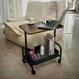 طاولة تقديم خشبية مع رف سفلي 