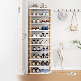 رفوف خشبية للاحذية لون ابيض موديل AB-107