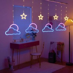 شلال اضاءة رمضاني على شكل نجوم و غيوم مع شمس ملونة يعمل على الكهرباء شلال اضاءة رمضاني على شكل نجوم و غيوم مع شمس ملونة يعمل على الكهرباء