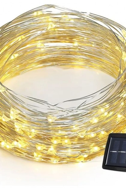 اضاءة رمضانية على شكل حبل باللون الاصفر يعمل على الطاقة الشمسية