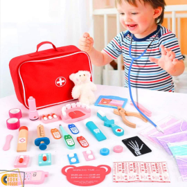 لعبة مجموعة أدوات الطبيب الخشبية للاطفال لعبة مجموعة أدوات الطبيب الخشبية للاطفال