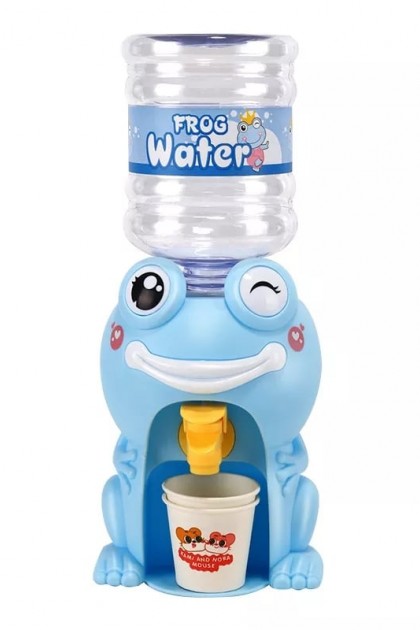 كوولر ماء للأطفال على شكل ضفدع باللون الازرق مع حنفية وكأس