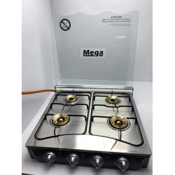 طباخ  4 عيون مع غطاء زجاجي ماركة Mega الاصلية