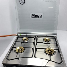 طباخ  4 عيون مع غطاء زجاجي ماركة Mega الاصلية