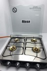 طباخ  4 عيون مع غطاء زجاجي ماركة Mega الاصلية