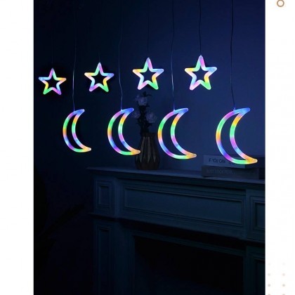 شلال اضاءة رمضانية على شكل نجوم و هلال يعمل على الكهرباء
