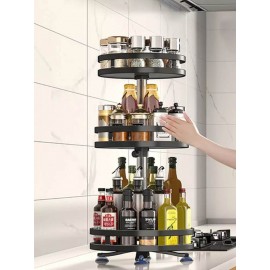 منظم معدني دوار ثلاثة طبقات لتنظيم اغراض المطبخ 