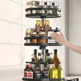 منظم معدني دوار ثلاثة طبقات لتنظيم اغراض المطبخ  منظم معدني دوار ثلاثة طبقات لتنظيم اغراض المطبخ