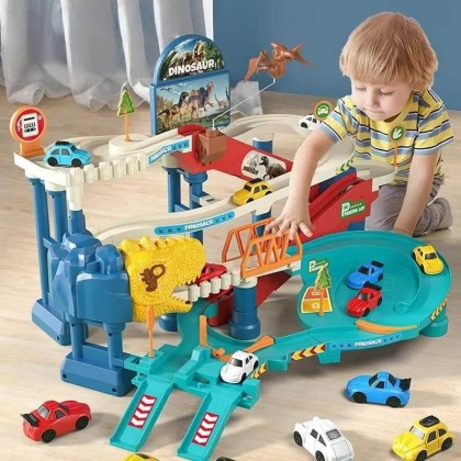لعبة كراج السيارات للاطفال مع ديناصور