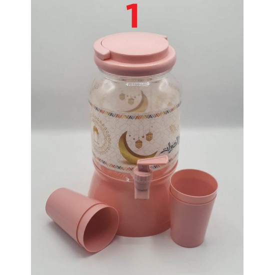 ابريق للمشروبات الباردة مع 4 كاسات وبعدة احجام 