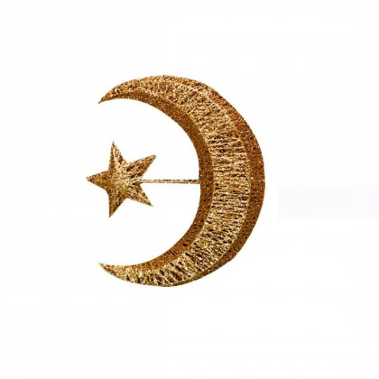 هلال رمضان ونجمة باللون الذهبي بحجم 22 سم 