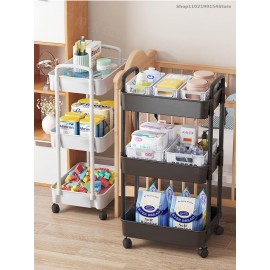 سلة خضار متحركة مكونة من 3 طبقات تحتوي على عجلات 