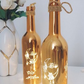 زجاجة مضيئة للديكور برسومات رمضانية  زجاجة مضيئة للديكور برسومات رمضانية