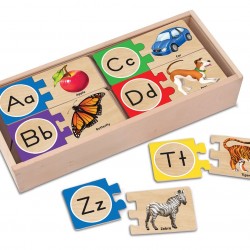 صندوق بطاقات بازل للأطفال لتعليم الحروف العربية والانجليزية