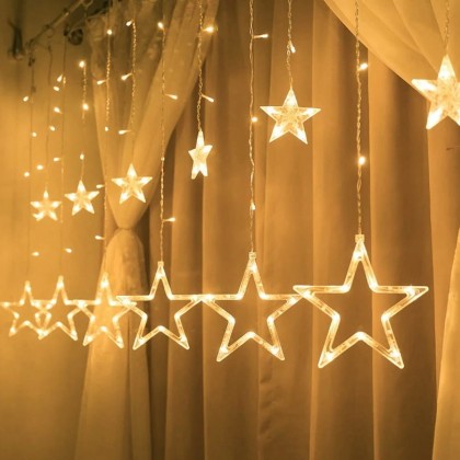 شلال اضاءة رمضانية على شكل نجوم يعمل على الكهرباء