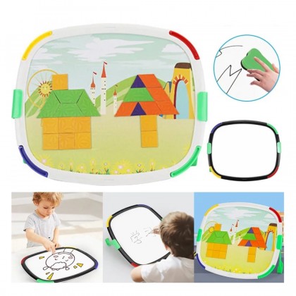 لوح الأشكال التعليمي المغناطيسي مع لوح للكتابة او الرسم 2*1 للأطفال