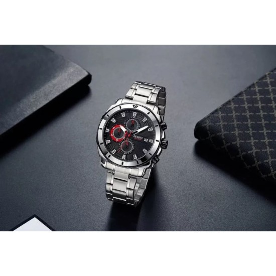 ساعة رجالية باللون الفضي ماركة Megir