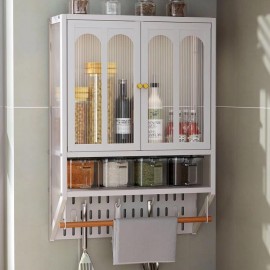 خزانة معدنية معلقة بدفتين وعلاقة باللون الأبيض 882-17