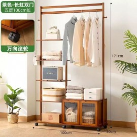 علاقة ملابس خشبية مع ارفف ودفات باللون البني  md-138 علاقة ملابس خشبية مع ارفف ودفات باللون البني  md-138