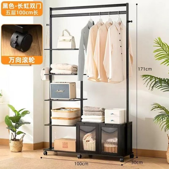 علاقة ملابس خشبية مع ارفف ودفات باللون السكني  md-139