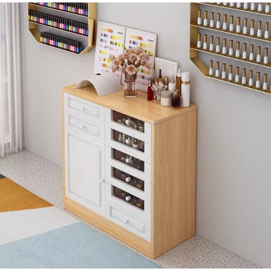خزانة منزلية متعددة الاستخدامات باللون الخشبي والأبيض  od-28