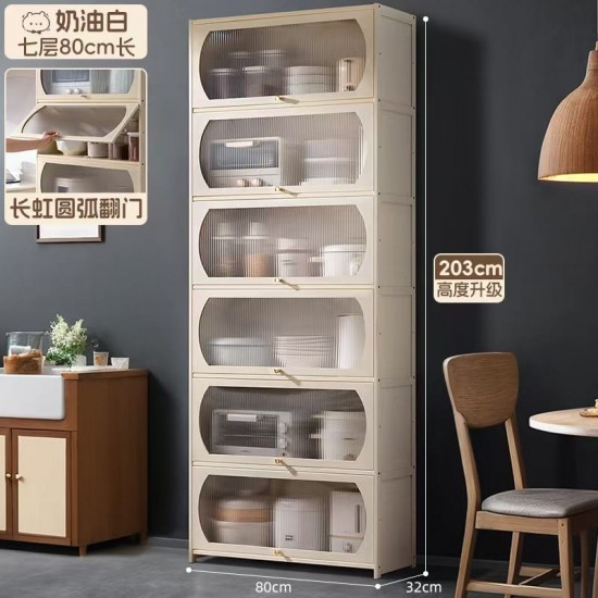 خزانة منزلية فاخرة مكونة من 6 أبواب سحاب باللون الأبيض od-14