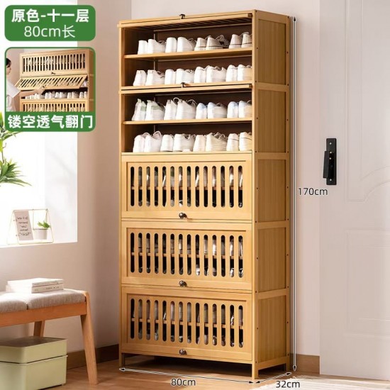 خزانة احذية مصنوعه من خشب البامبو بابواب سحاب od-13