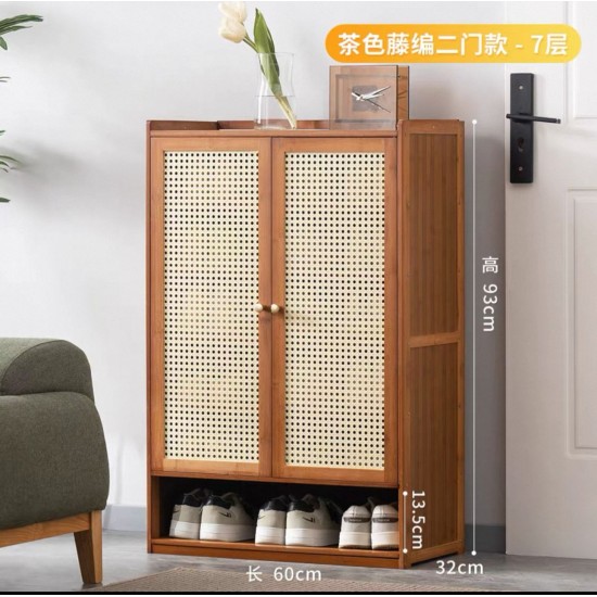 خزانة احذية مكونة من دفتين مصنوعه من خشب البامبو الطبيعي yz-31 